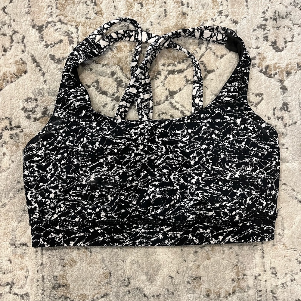 Lululemon black/white sports bra with cross straps
